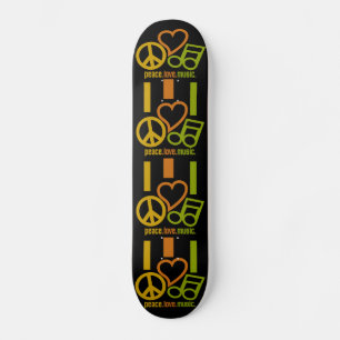 Paix. Amour. Musique. skateboard
