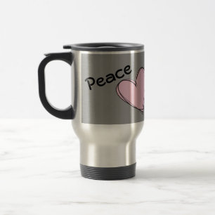 Paix, amour, tasse de voyage de psychologie