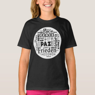 Paix blanche de long T-shirt de douille dans des