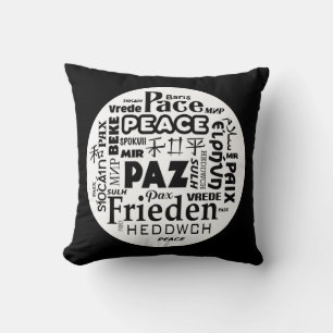 Paix blanche noire de coussin de jet dans des