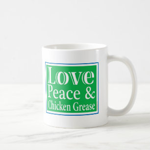 Paix d'amour et tasse de graisse de poulet