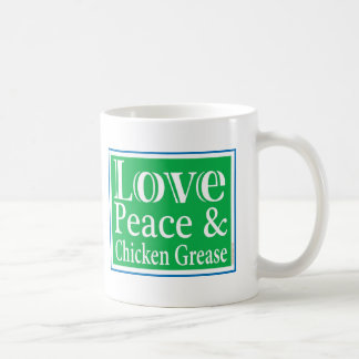 Paix d'amour et tasse de graisse de poulet