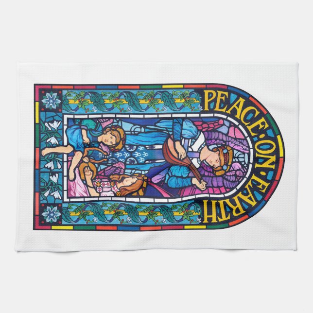 Paix de ` de serviette de thé verre souillé sur (Horizontal)