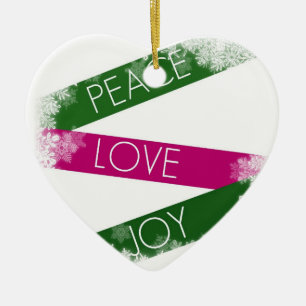 Paix de Noël, amour, ornement de coeur de joie