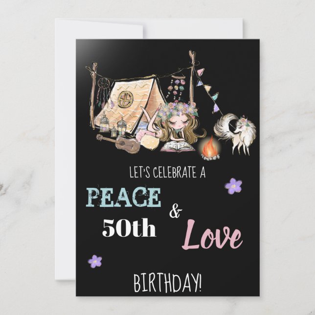 * Paix et Amour Hippie Tribale Invitation Annivers