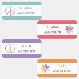 Paix et Fleurs Boho Hippie Nom Étiquettes