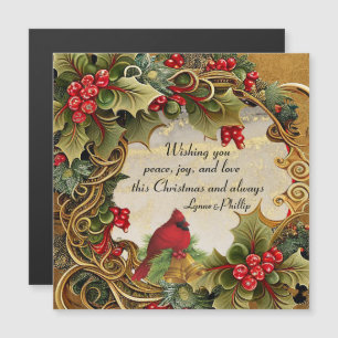 Paix, Joie, Amour Carte magnétique de Noël