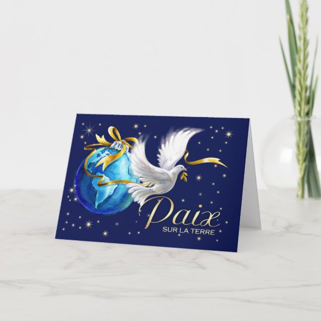 Paix sur la Terre. Carte de fin de année en frança (Devant)