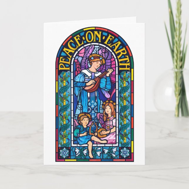 Paix sur Terre Carte de Noël de style pré-Raphaéli (Devant)