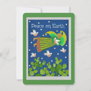 Paix sur Terre Carte de voeux plate Angel et Doves