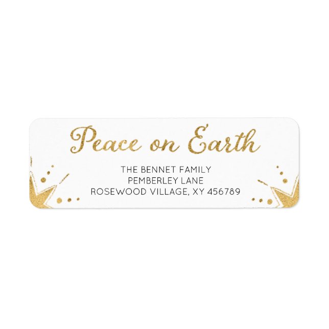 Paix sur Terre Noël Adresse de retour (Devant)