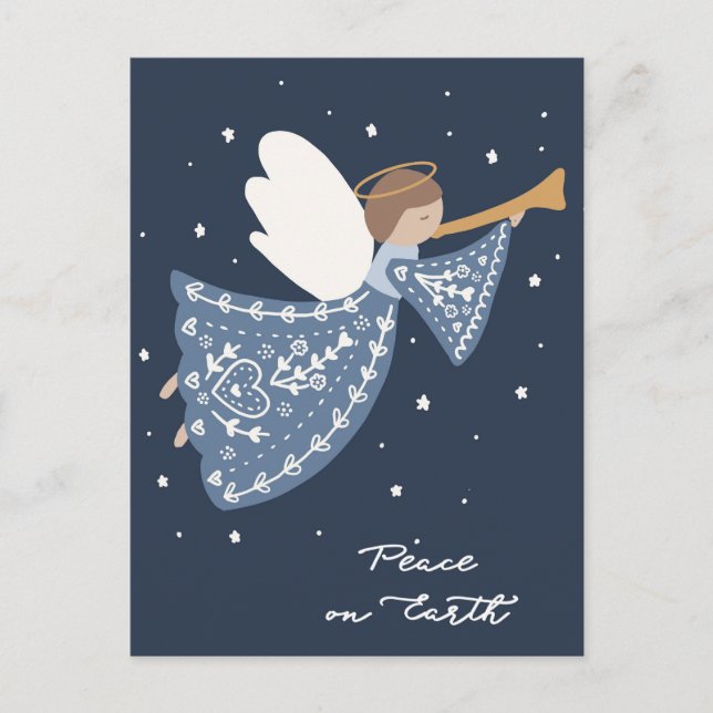 Paix sur Terre Noël Angel Cartes de fin de année (Devant)