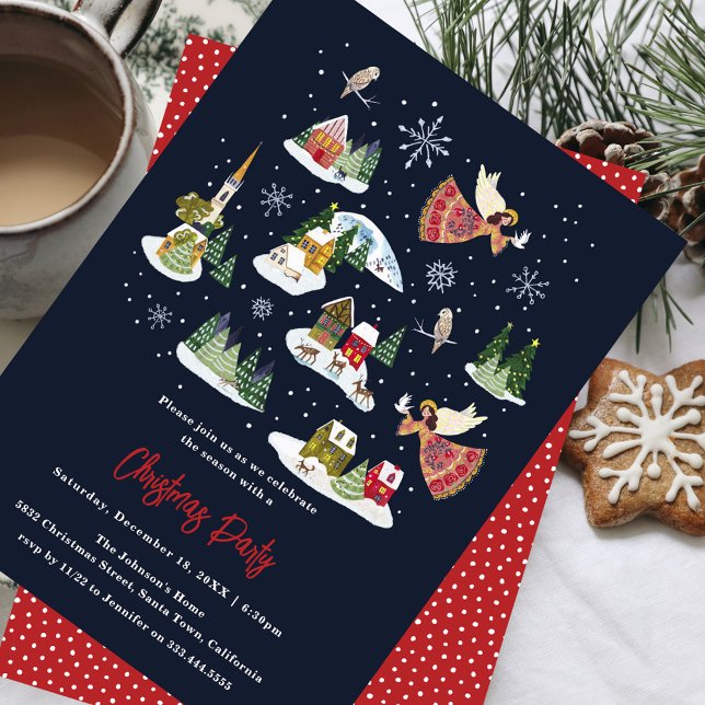 Paix sur Terre Nordic Christmas Party Invitation (Peace on Earth Nordic Christmas Party Invitation)