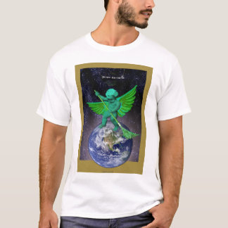 Paix verte d'ange sur le T-shirt de la terre