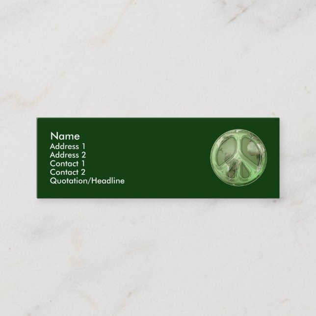 Paix verte sur la carte de profil de la terre (Devant)