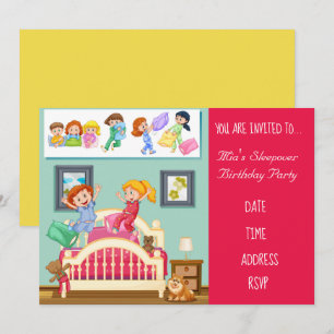 Pajama cute Slumber sleepover birthday party Invitation