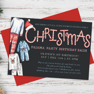 Pajama de Noël Invitation de fête d'anniversaire