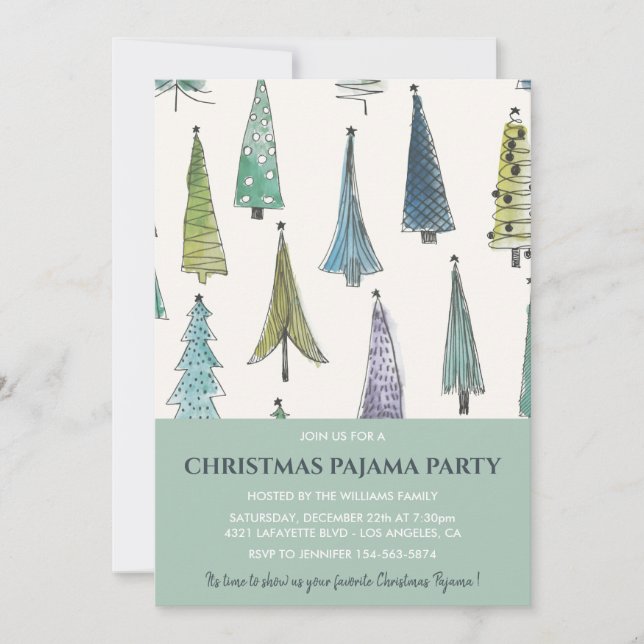 Pajama de Noël Invitation de mignons arbres (Devant)