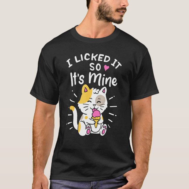 Pajama Ice Cream Party Cat I Licked It So Its Mine T-Shirt (Front)