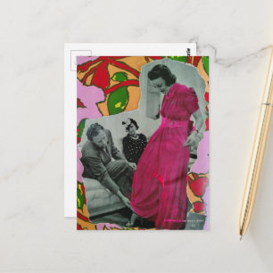 Pajama Model Lady circa 1939 Mixed Media Collage Postcard