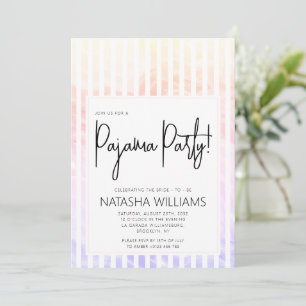 Pajama Party Colourful Pastel Elegant Stripes Invitation