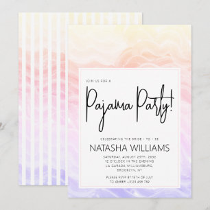 Pajama Party Colourful Pastel Elegant Stripes Invitation
