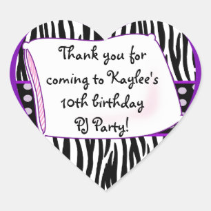 Pajama Party Heart Purple Sticker