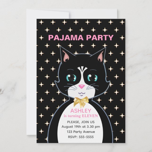  Pajama Party  Invitation (Front)