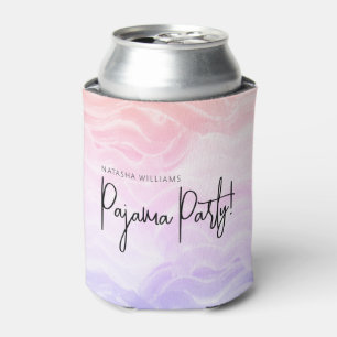 Pajama Party Pastel Pink Purple Whimsy Can Cooler