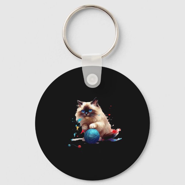 Pajama Ragdoll Cat Perfect For Cat Lovers! For Men Keychain (Front)