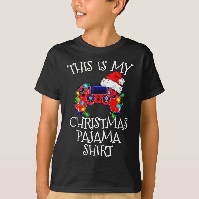 Pajama Shirt Video Game Controller Santa Hat Gamer (Front)