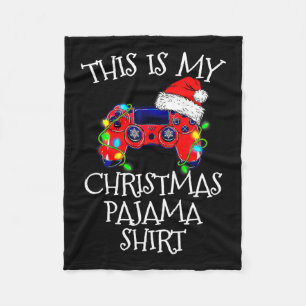 Pajama Shirt Video Game Controller Santa Hat Gamer Fleece Blanket
