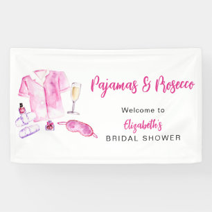 Pajamas and Prosecco Bridal Shower Pink Decor Banner