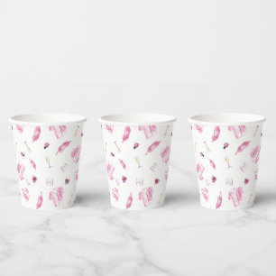 Pajamas and Prosecco Bridal Shower Pink Script  Paper Cups