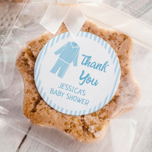 Pajamas Breakfast Boy Baby Shower Classic Round Sticker (Creator Uploaded)