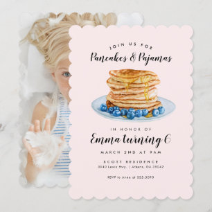 Pajamas Pancakes Pink Invitation Anniversaire