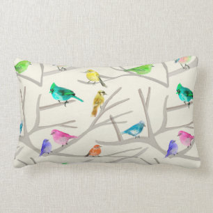 pájaros en las ramas lumbar pillow