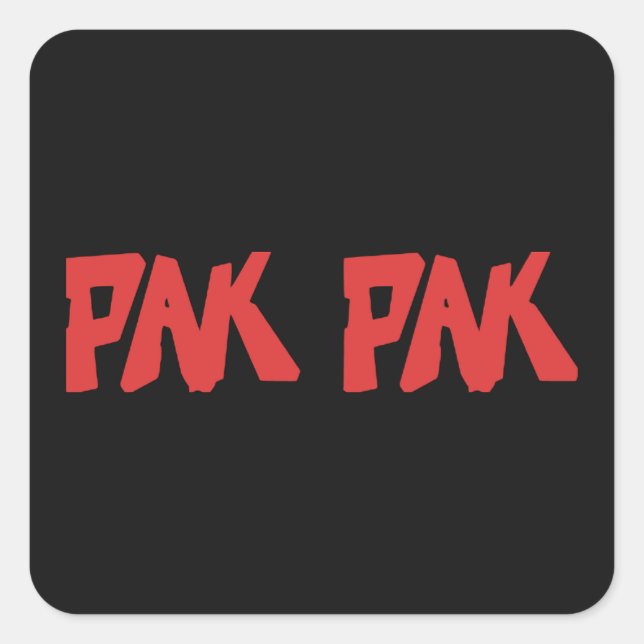 Pak Pak Hand Drawn Wordmark Red Square Sticker (Front)