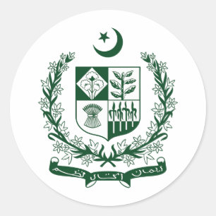 Pakistan country coat arms symbol emblem eagle classic round sticker
