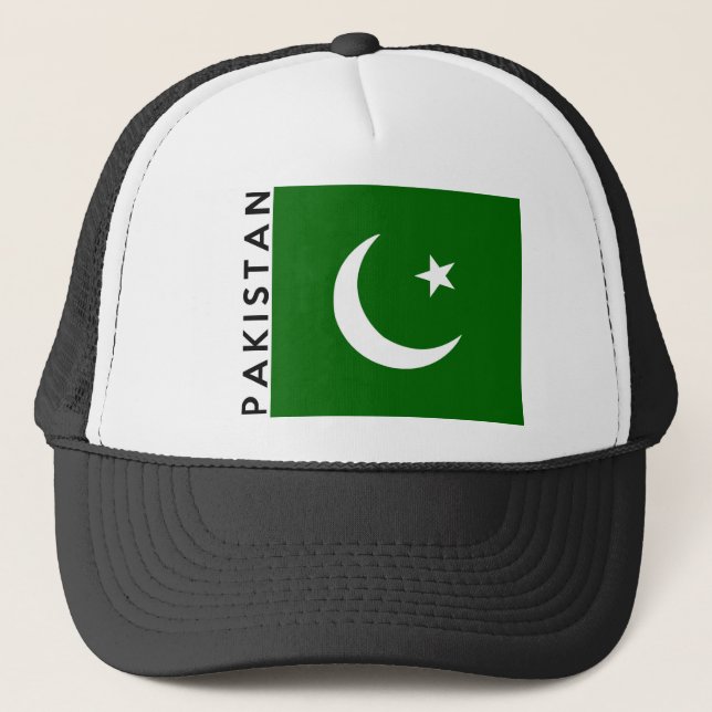 pakistan country flag text name trucker hat (Front)