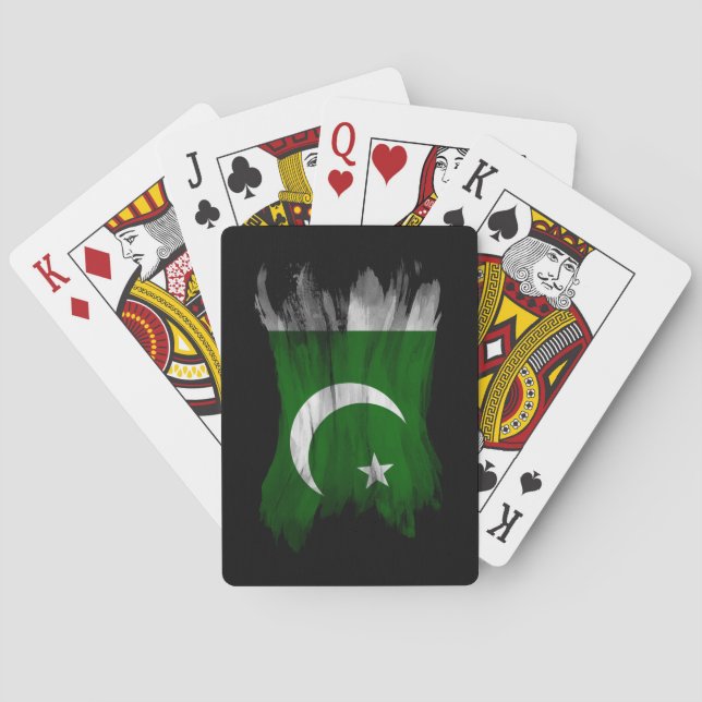 Pakistan flag brush stroke, national flag playing cards (Back)