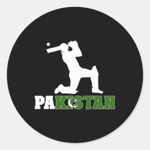 Pakistan Flag Cricket Player Cricket Fans Pakistan Classic Round Sticker