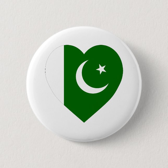 Pakistan Flag Heart 2 Inch Round Button (Front)