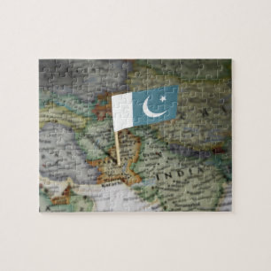 Pakistan flag in map jigsaw puzzle