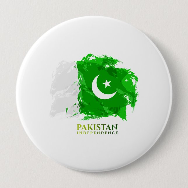 Pakistan Flag Independence day 4 Inch Round Button (Front)