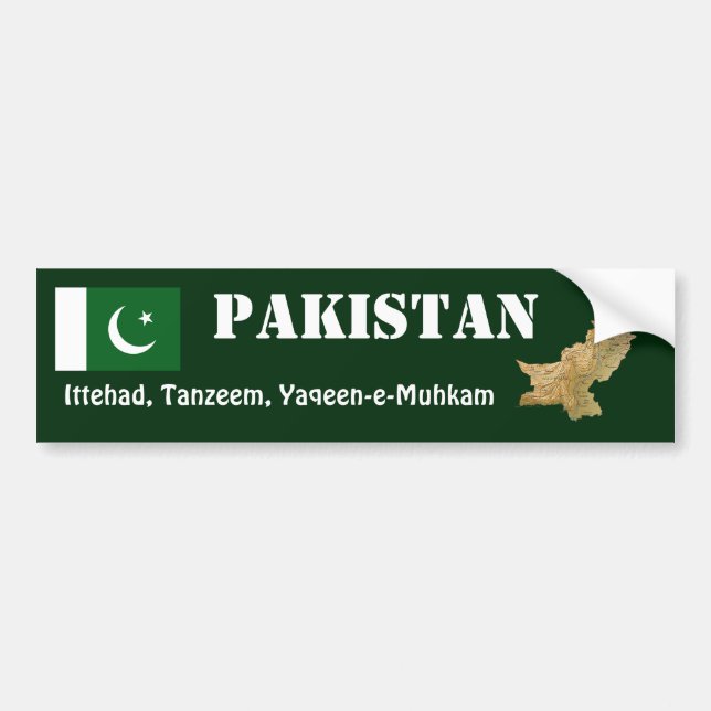 Pakistan Flag + Map Bumper Sticker (Front)