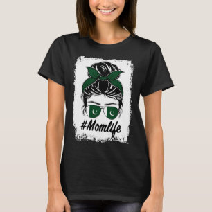 Pakistan Flag Pakistani Mom Messy Bun Mom Life T-Shirt