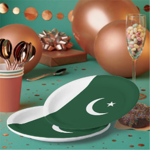 Pakistan flag paper plate
