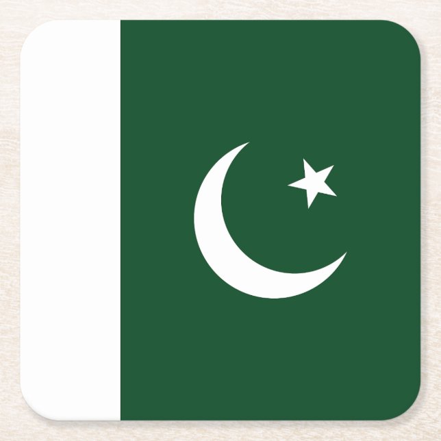 Pakistan Flag Square Paper Coaster (Front)