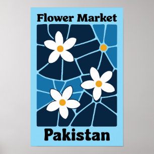 Pakistan Flower Market Jasmine & Blue Wall Art